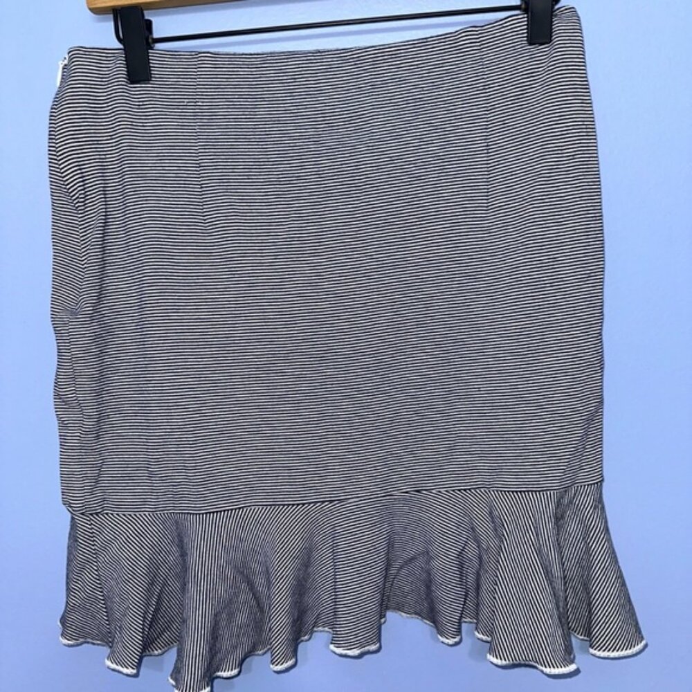 Club Monaco Cotton Faux Wrap Striped Mini Skirt Ruffle EUC Size S